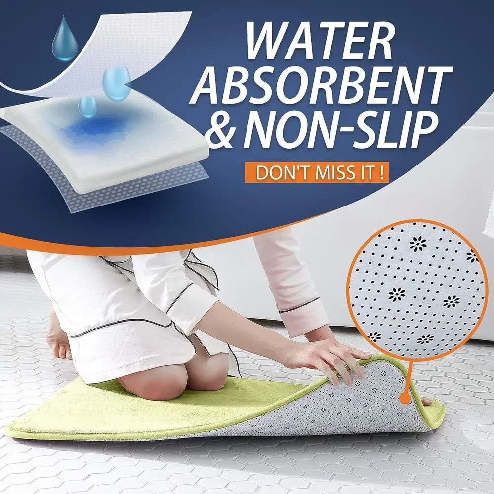 Walensee Extra Thick Memory Foam Bath Rug Turquoise 24x60 Non-Slip Absorbent Mat